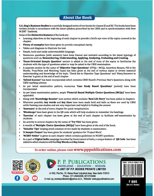 G.S. Alag's Business Studies Textbook-12 (2025), 16th Revised Edition- Part-A-B